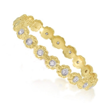 Rose Gold Single Flower Eternity Band Available in 3 colors