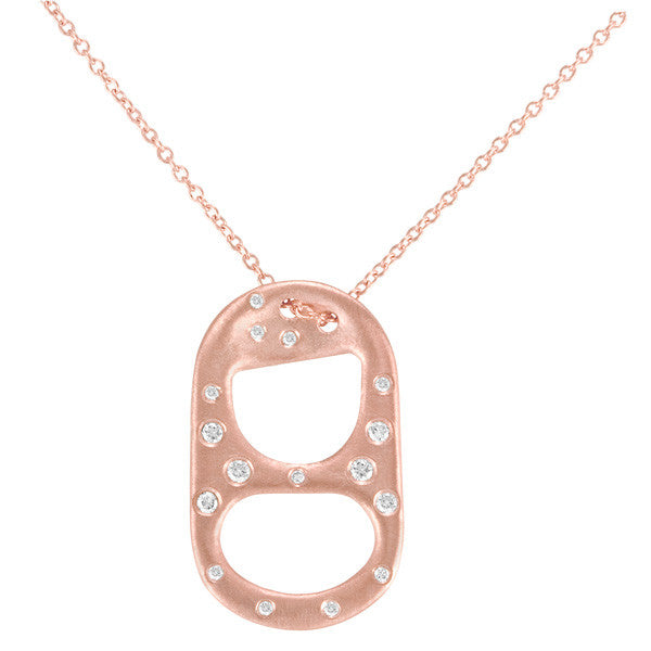 White Gold and Diamond Lined Soda Tab Pendant