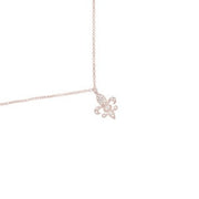 Baby Fleur de Lis Necklace in White Gold and Diamonds