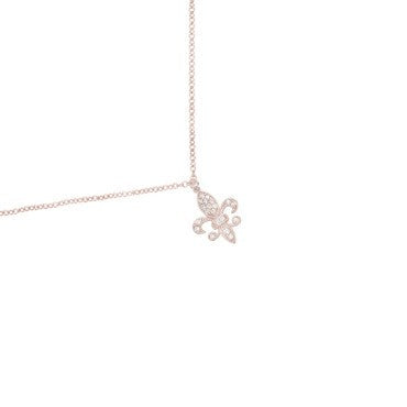 Baby Fleur de Lis Necklace in White Gold and Diamonds