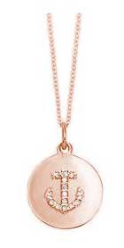 Anchor in Yellow Gold Disc with Diamonds Necklace