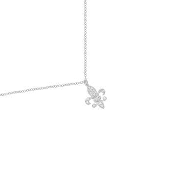 Baby Fleur de Lis Necklace in White Gold and Diamonds