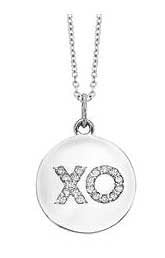 "XO" Diamond Hug and Kiss Disc Necklace