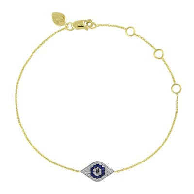 Evil Eye Bracelet in Diamonds and Blue Sapphires