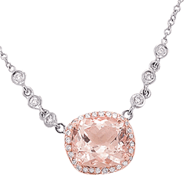 Morganite and White Gold Diamond Necklace