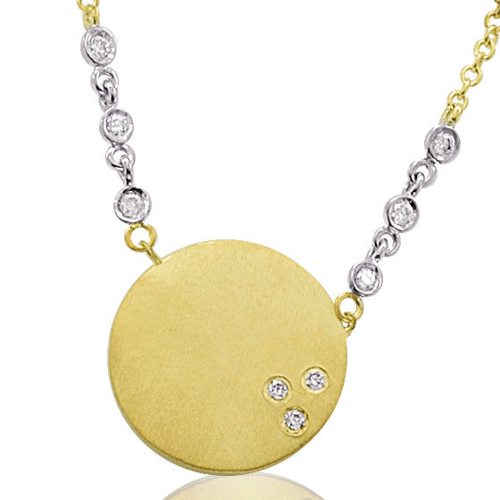 Gold and Diamond Disc Necklace