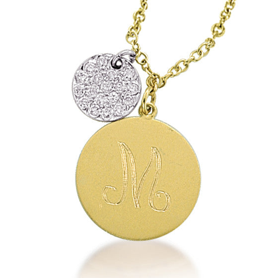 Monogram Necklace with Diamond Disc