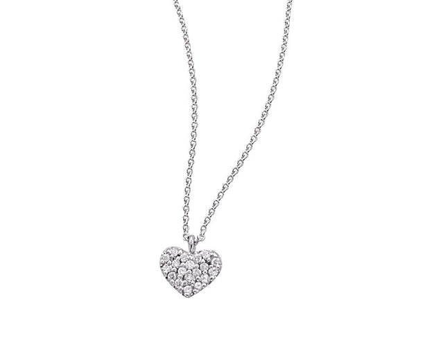 Baby Heart Pave Diamond Necklace in White Gold