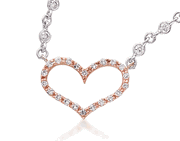 Diamond Heart with Bezel Set Chain 14K  Gold