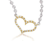 Diamond Heart with Bezel Set Chain 14K  Gold
