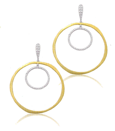 Yellow Gold and Diamond Circles Earrings