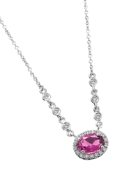 Pink Tourmaline Necklace White Gold Diamond