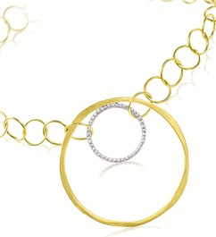 Yellow Gold and Diamond Circles Necklace