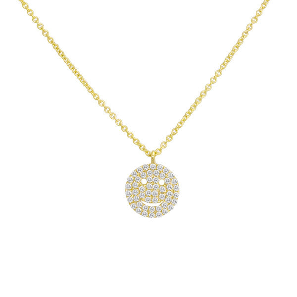 Yellow Gold Smiley Face Necklace