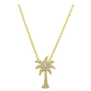 Palm Tree Necklace in White Gold and Diamond