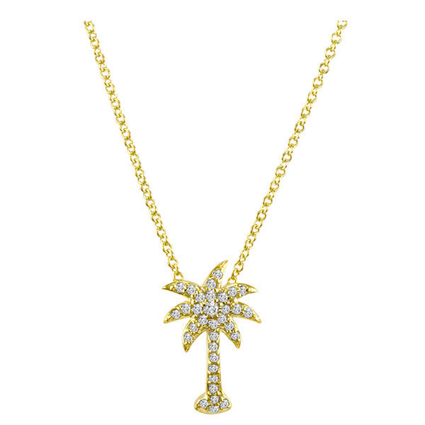 Palm Tree Necklace in White Gold and Diamond