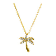 Yellow Gold Palm Tree Diamond Necklace