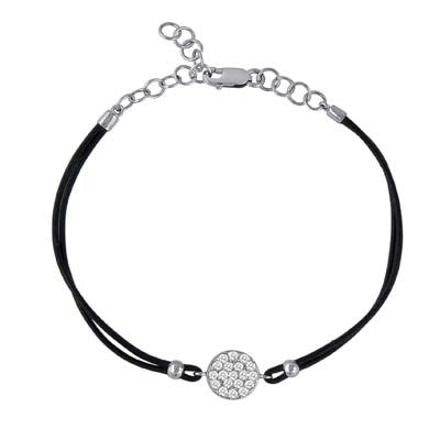 Diamond  Disc with Leather Bracelet Adjustable Chain