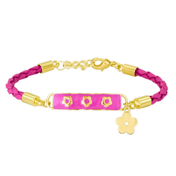  Little Girls Leather and Vermeil Enamel ID Bracelet by Lauren Klein