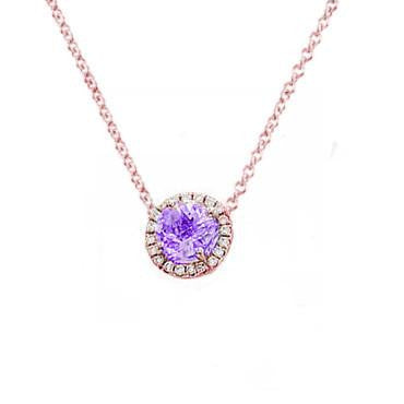 Amethyst and Diamond Round Necklace Available in Other Gemstones