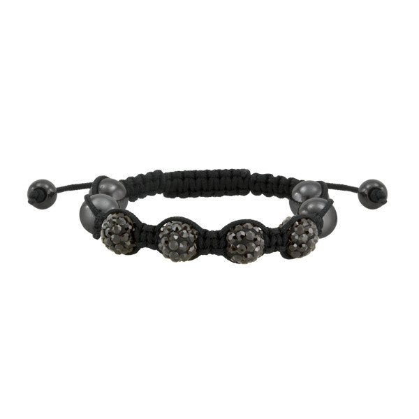 Black Chord and Crystal Shamballa Inspired Bracelet