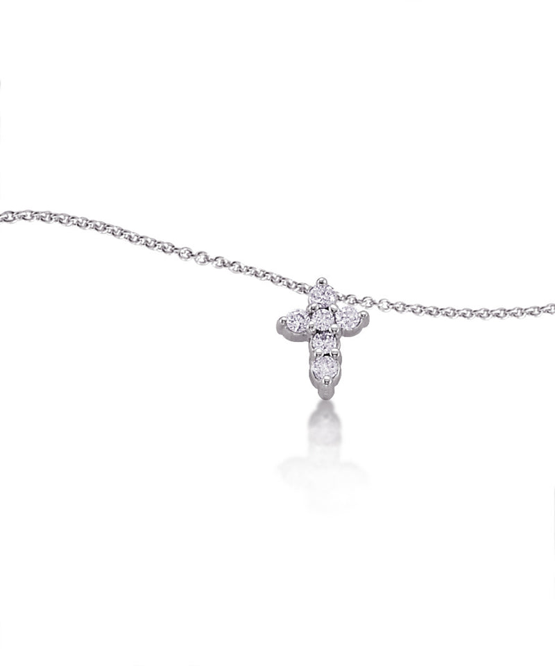 Cross Pendant  with Diamonds in White Gold