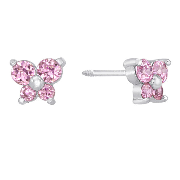 Butterfly Earrings in Sterling Silver and Pink Topaz