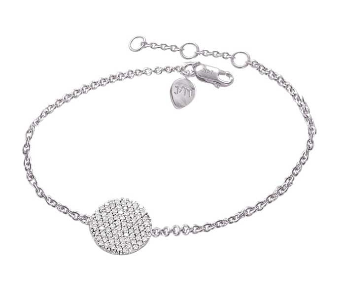 Circle Disc Diamond White Gold Bracelet