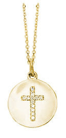 Cross on Disc Diamond Yellow Gold