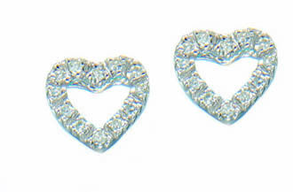 Diamond  Heart Earrings Studs.