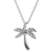 White Gold Diamond Palm Tree Necklace