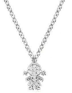 Diamond Girl Necklace in White Gold