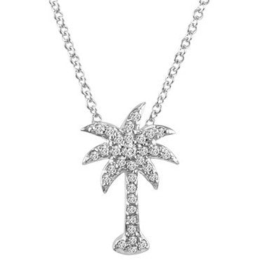 Palm Tree Necklace in White Gold and Diamond