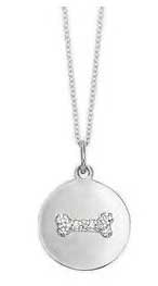 Dog Bone with Diamonds in White Gold Disc Necklace