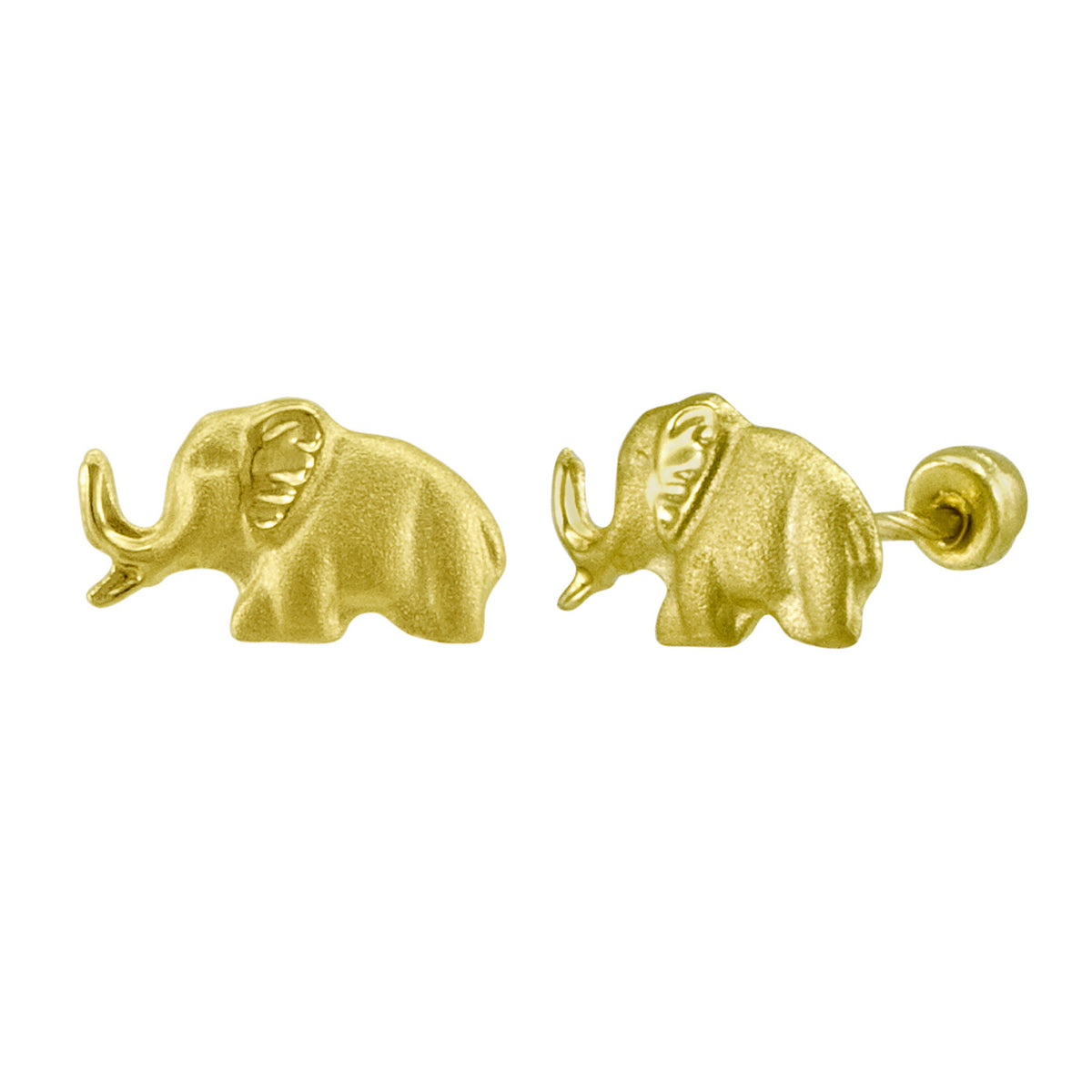 Elephant Stud Earrings in Yellow Gold