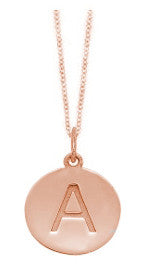 Embossed Initial Disc Necklace in Rose Gold