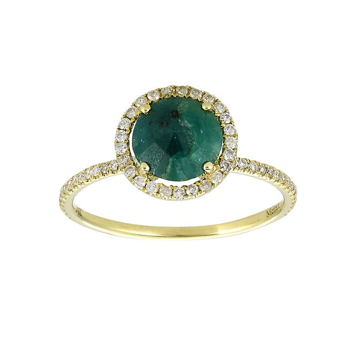 Emerald In The Rough Yellow Gold Diamond Ring