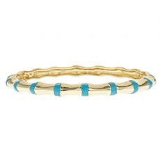 Enamel and Vermeil Aqua Bamboo Bangle by Fornash