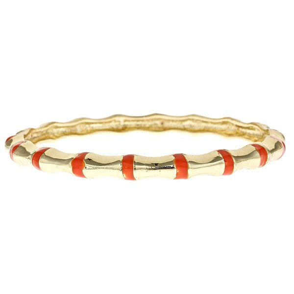 Enamel and Vermeil Orange Bamboo Bangle by Fornash