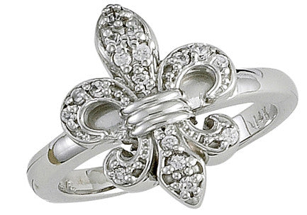 Fleur de Lis Diamond and White Gold Ring