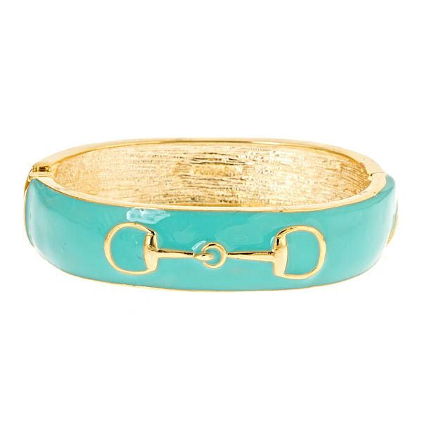 Fornash Enamel Horse Bit Bangle in Aqua