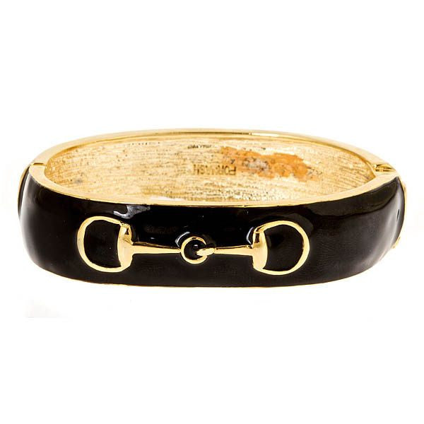 Fornash Enamel Horse Bit Bangle in Black