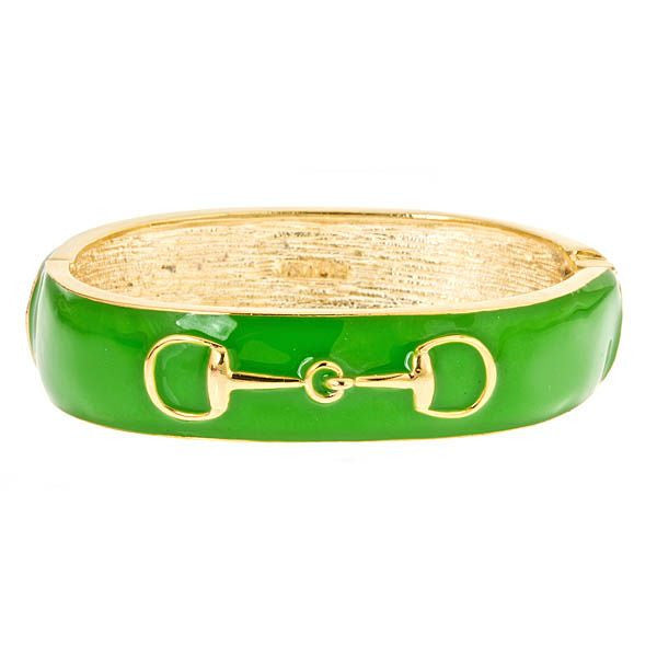 Fornash Enamel Horse Bit Bangle in Green