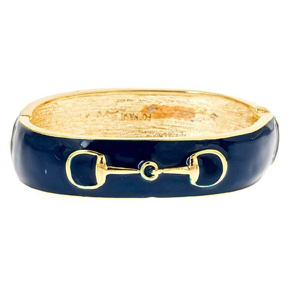 Fornash Enamel Horse Bit Bangle in Navy