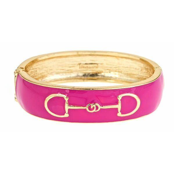 Fornash Enamel Horse Bit Bangle in Pink