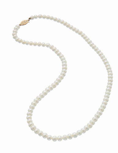 Fresh Water 5.5mm Pearl Necklace 14K Gold Clasp