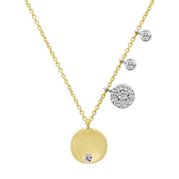 White Gold Disc with Side Diamond Disc Accent
