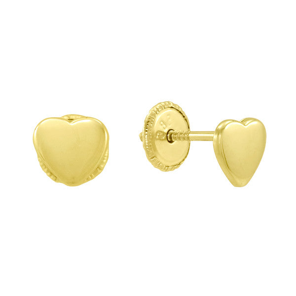 Gold Heart Earrings for Babies and Little Girls