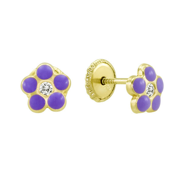 Gold Purple Enamel Earings