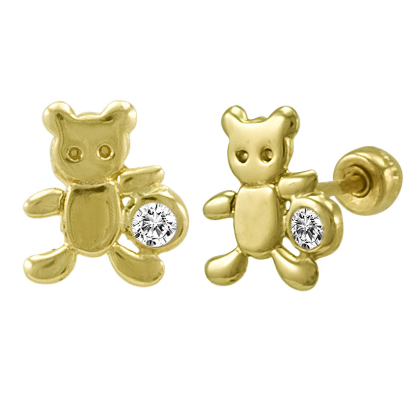 Gold Teddy Bear Earrings